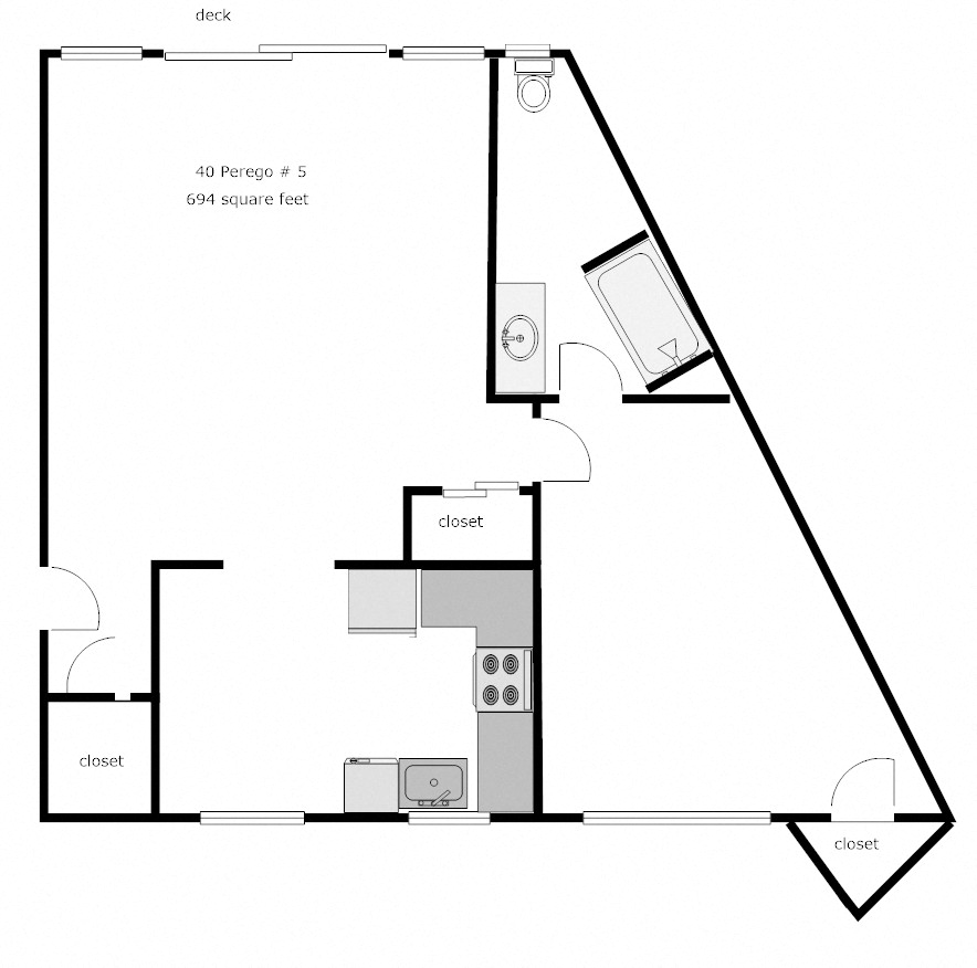 Floor plan for 1 bed, 1 bath